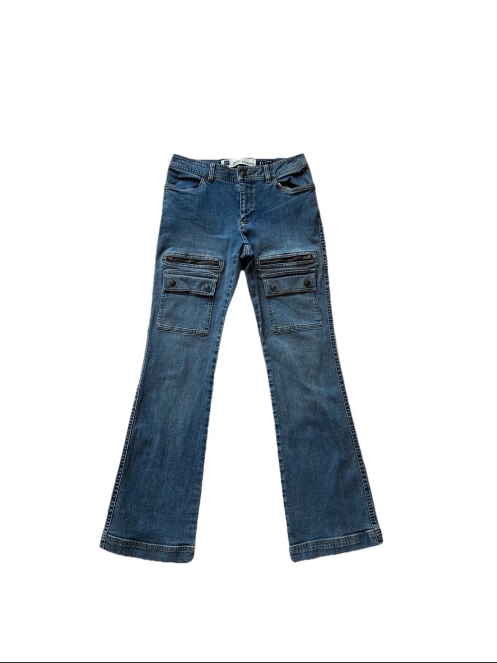 VTG GAP Jeans Stretch Flared Denim Cargo Jeans Size 0 Reg Y2K
